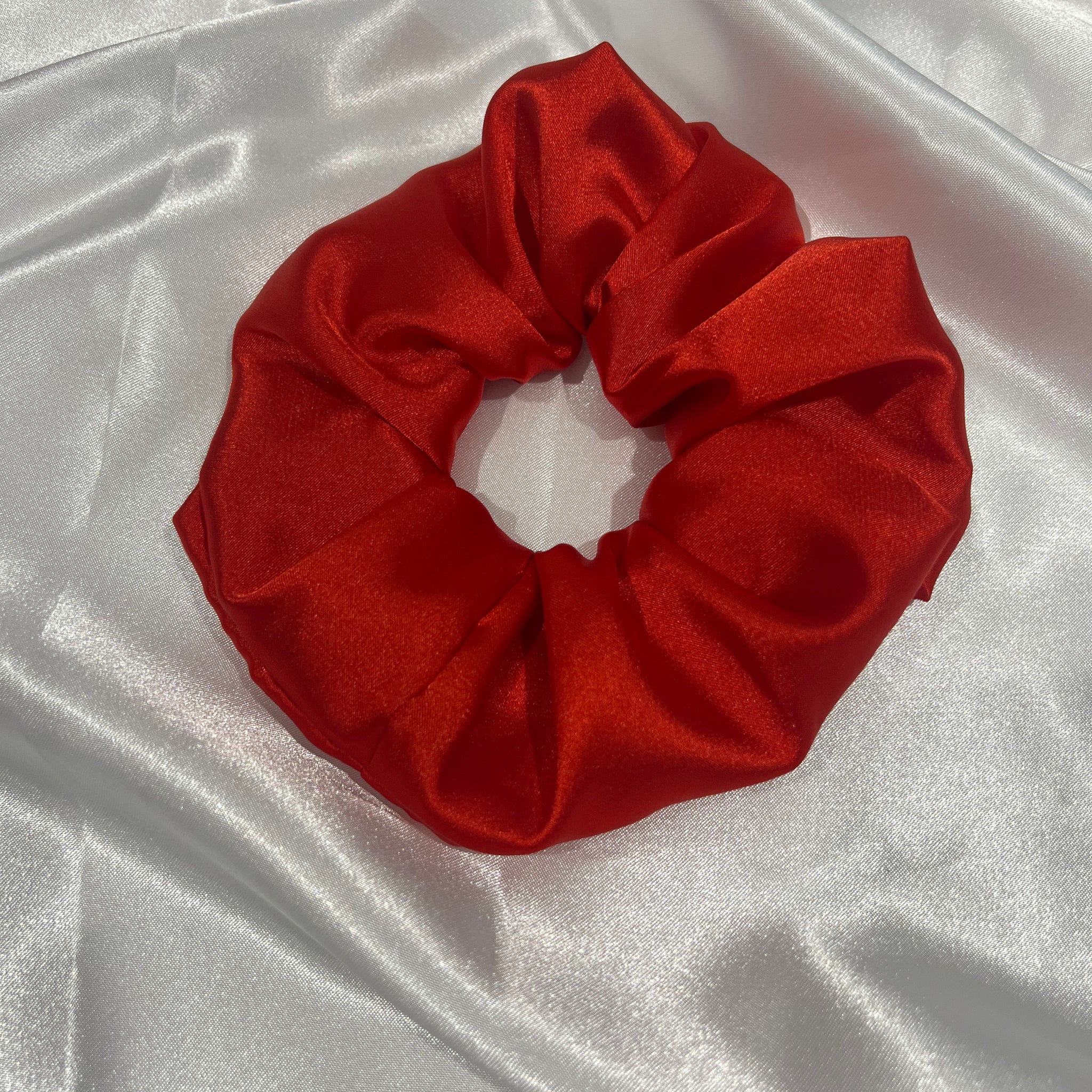 Lady in red scrunchie